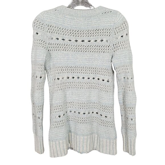 Sleeping On Snow Size M Sweater Cardigan Wool Angora Open Knit Zip Frosty Blue - Picture 3 of 6